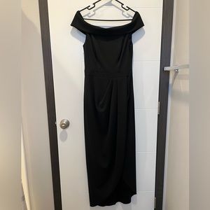 BHLDN black crepe Thompson bridesmaid dress